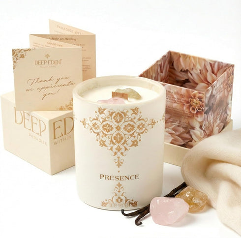Healing Crystal Candle Gift for Women - Vanilla Cashmere Luxury Soy Candle