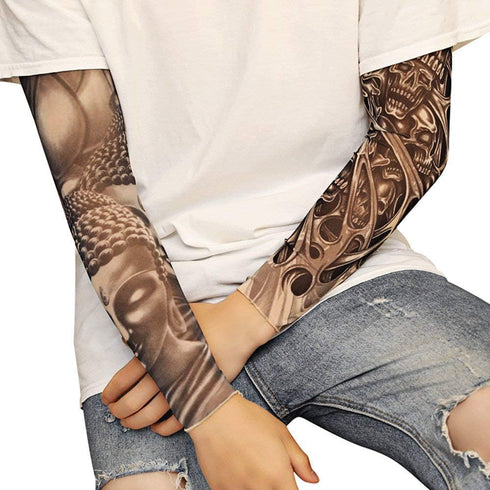 Tvoip Fake Temporary Tattoo Sleeves - Unisex Dark Set, Pack of 6 for Men and Women