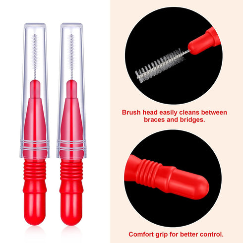 BBTO 100 Pcs Braces Dental Brush Flosser for Cleaner Interdental Brush Toothpick Dental Cleaning Tool