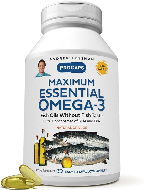 ANDREW LESSMAN Maximum Essential Omega-3 Orange - 60 Softgels, Ultra-Pure, High Potency Omega-3 Oils