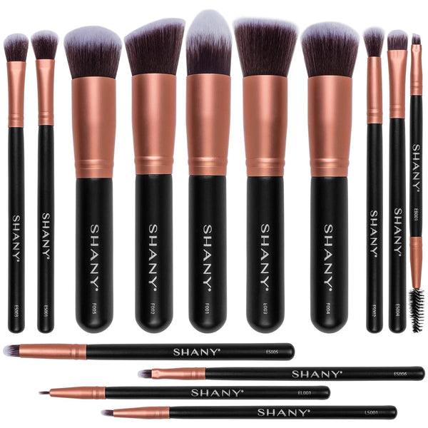 SHANY Makeup Brushes - Rose All Day 14-Piece Brush Set for Foundation, Powder, Concealers, Eye Shadows