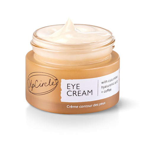 UPCIRCLE Eye Cream with Coffee and Hyaluronic Acid, 0.5 FL OZ for Dark Circles, Puffiness + Wrinkles, Natural, Vegan