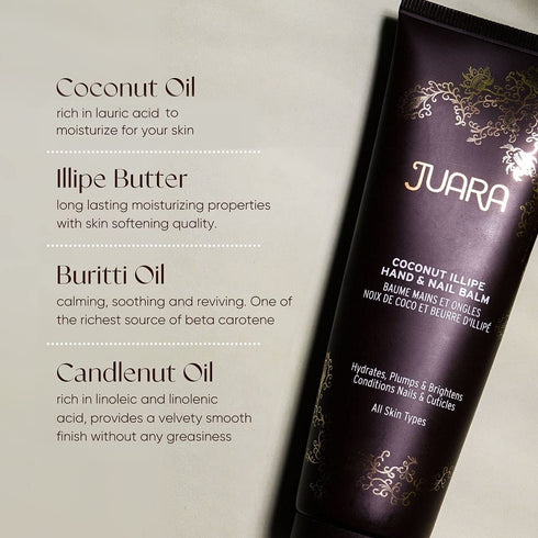 Juara Coconut Oil Hand and Nail Cream Coconut Illipe Hand & Nail Balm – Anti-Aging Hand, Cuticle, and Nail Balm for All Skin Types – 100% Paraben-Free, Cruelty-Free