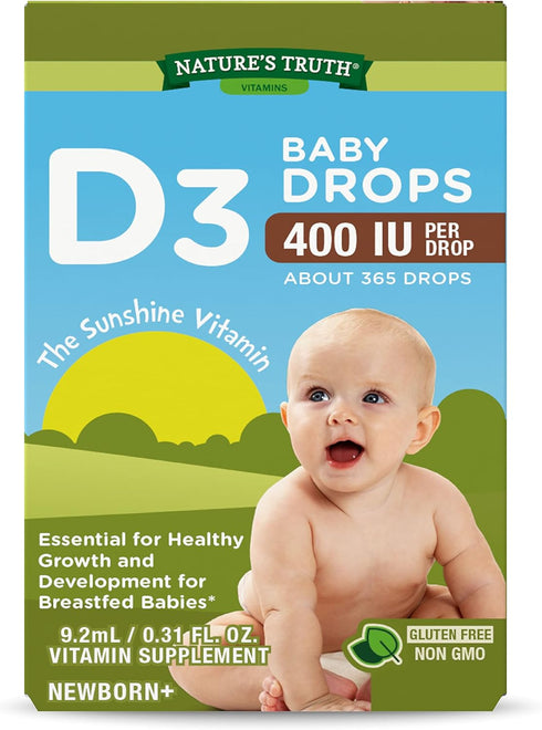 Vitamin D Drops for Infants, 400 IU, 9.2 mL by Nature's Truth | D3 Drops for Kids, Vegetarian, Non-GMO
