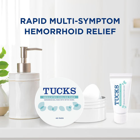 Tucks Multi-Care Relief Kit – 40 Count Witch Hazel Pads & 0.5 oz. Lidocaine Cream for Hemorrhoid Treatment