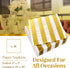 SILVER SPOONS Gold Napkins for Wedding Reception - 36 Piece, 5” x 5” 3-ply Cocktail Napkins for Party, Stripe Design