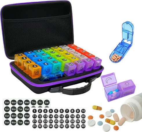 Nuytghr Medicine Pill Organizer, Monthly Tablet Box Travel Case, Weekly Holder, Supplement Dispenser