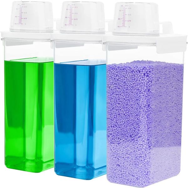 Laundry Detergent Dispenser 3 Pack, 78 oz Liquid Soap Dispenser for Laundry Room Organization with 6 Removable Labels