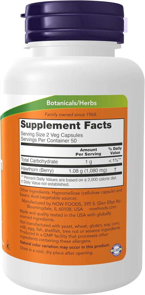 NOW Foods Hawthorn Berry 540 mg Supplements, Free Radical Scavenger, Herbal Supplement, 100 Veg Capsules