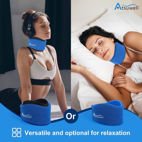 Atsuwell Neck Brace for Sleeping, Soft Cervical Collar for Neck Pain, Adjustable Support with Hot Cold Gel Packs