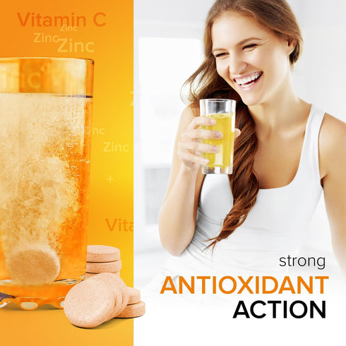 AlpenWell Vitamin C - 1000mg + Zinc - Immune Support Effervescent Vitamin Drink Tablet, Orange Flavor