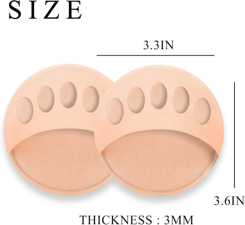 Metatarsa Foot Pads Reusable Soft Ball of Foot Cushions Forefoot Pads for Women Prevention Pain Relief Honeycomb Fabric Foot Pads (2 Pairs Gray /1 Pair Beige)