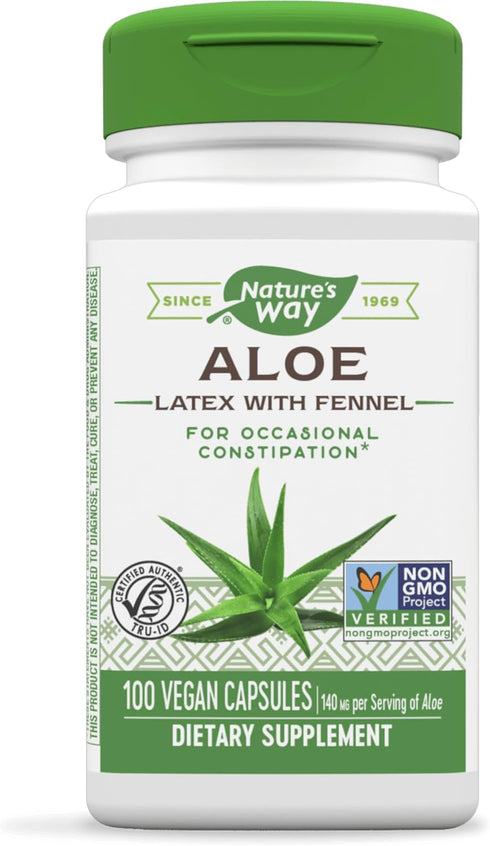 Nature's Way Aloe Latex with Fennel | 100 Vegan Capsules | For Occasional Constipation