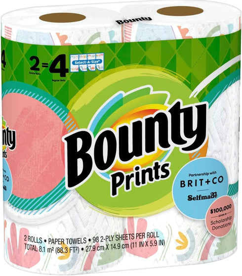 Bounty Paper Towels, Prints - 2 pk