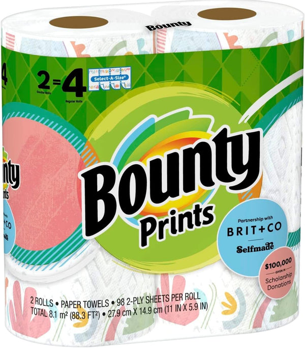 Bounty Paper Towels, Prints - 2 pk