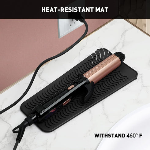 ZAXOP Resistant Silicone Mat Pouch for Flat Iron, Curling Iron, Hot Hair Tools (Black)