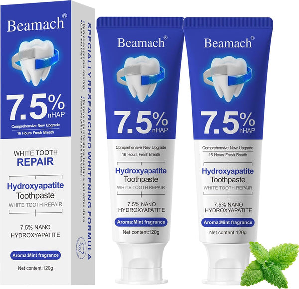 Kunnozz Beamach Hydroxyapatite Toothpaste, Nano 7.5% Hydroxyapatite Toothpaste, Whitening Tooth Repair, Protects Enamel