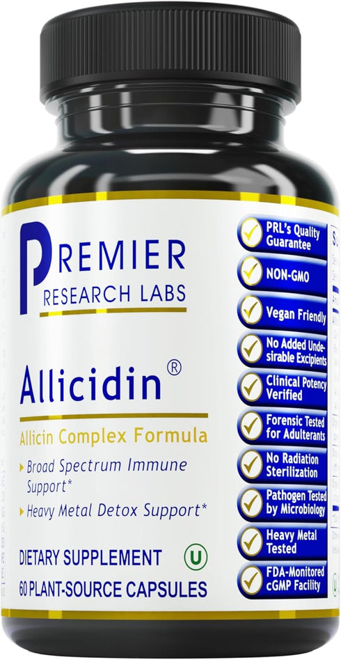 Premier Research Labs Allicidin - Garlic Allicin Supplement for Immune Support - Odorless Garlic Capsules, 60 Vegetarian