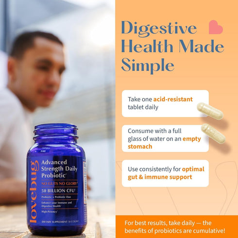Lovebug Award Winning Maximum Strength, Rebuild & Restore Immune Microbiome, 25 Billion CFU for Digestive Health