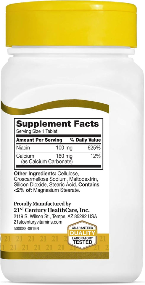 21st Century Niacin Tablets, 100 mg, 110 Count for Health
