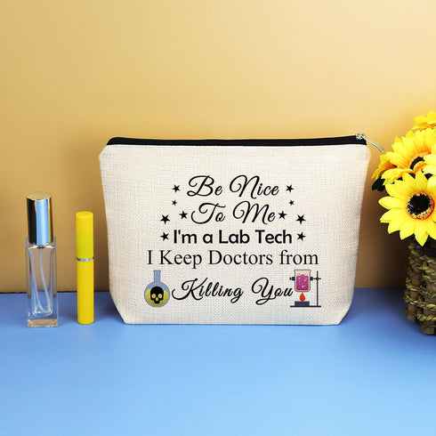 Lab Tech Gift Funny Makeup Bag for Laboratory Technician, Medical Lab Scientist Gift for Women