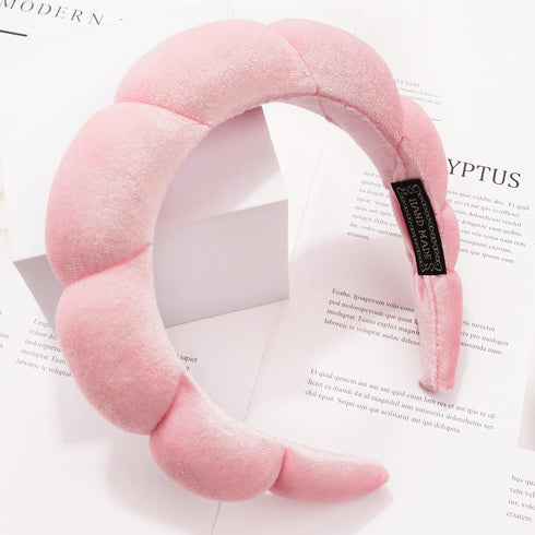 Ayesha Spa Headband for Women, Sponge Headband for Washing Face, Soft Hairband for Skincare Makeup (Pink)