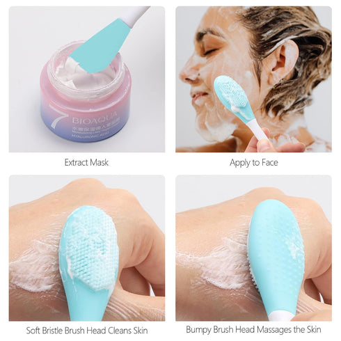 Silicone Facial Mask Applicator, 4 Pcs Face Scrubber & Brush, 2 in 1 Face Mask Applicator Set