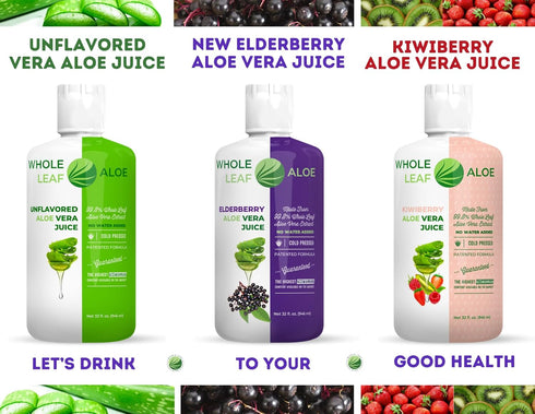 Unlock The Power of Whole Leaf Aloe Vera - Infused with The Delicious Taste of Kiwi Berry. Our Patented Formula Boasts