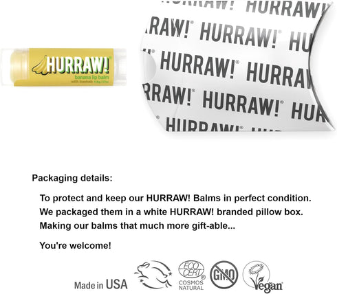 Hurraw! Banana Lip Balm: Organic, Certified Vegan, Cruelty Free, Non-GMO, 100% Natural Ingredients, Made in USA