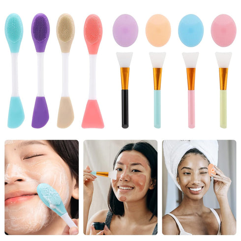 Silicone Facial Mask Applicator, 4 Pcs Face Scrubber & Brush, 2 in 1 Face Mask Applicator Set