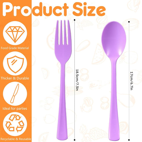 wlilupah 100 Set 50 50 Pcs Disposable Cutlery Plastic Forks and Plastic Spoons for Home Office School Party Picnics