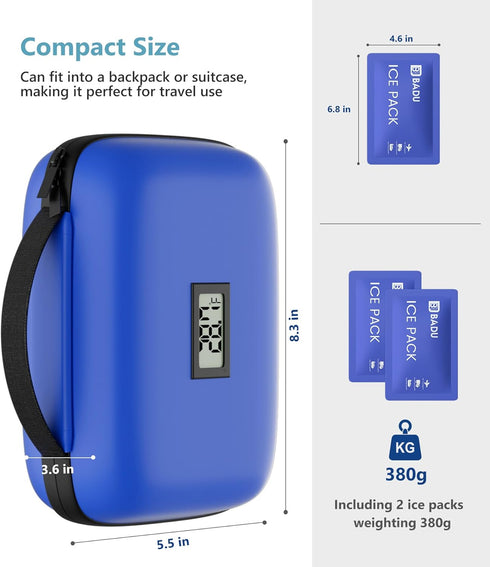 xinjue 2 Packs Insulin Cooler Travel Case with Temperature Display, TSA Approved Diabetic Cooling Bag for Insulin Pens
