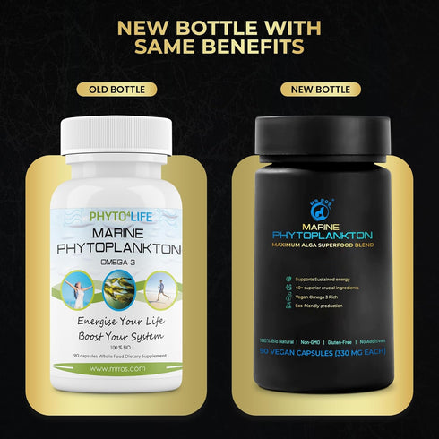 Marine Phytoplankton Capsules, 90 Vegan Capsules - Natural Energy, Immune, Cognitive Support