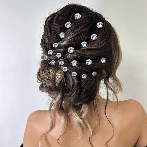 JHOO Bridal Hair Accessory - 20PCS Rhinestone Hair Pins Wedding Jewelry for Bridal (Silver)
