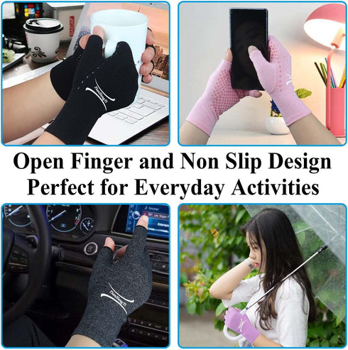 Tianhengyi 2 (Grey1+Grey1, Pairs Arthritis Gloves for Pain Relief, Compression Gloves for Arthritis, Carpal Tunnel