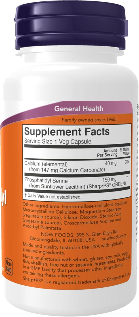 NOW Supplements, Soy-Free Phosphatidyl Serine (150mg), Brain Health*, 60 Veg Capsules