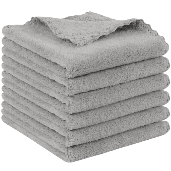 SUNLAND Microfiber Face Cloth, Reusable Makeup Remover Facial Cleansing Towel, 12inchx12inch, 6 Pack Grey