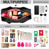 Chenille Letter Clear Makeup Bag Stuff Tote, Preppy Zipper Bag with Handle, Waterproof PVC & Nylon Storage (STUFF-Black)
