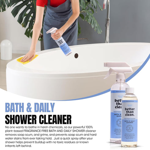 Pack 8oz 16oz Better Than Clean Bath and Shower Cleaner Starter Fragrance Free, Plant-Based, Non-Toxic, Bathroom