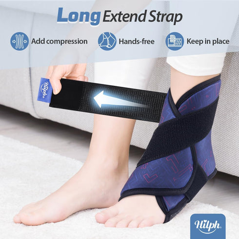 Hilph Ankle Heel Ice Pack Wrap for Swelling & Achilles Tendonitis, Reusable Gel Ice Pack for Pain Relief (Blue)