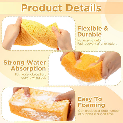 6 Pcs Large Sponge Bulk, 7.9 x 3.9 x 2.4 Inch Grouting Sponge Set, Thick Cleaning and Washing Sponge