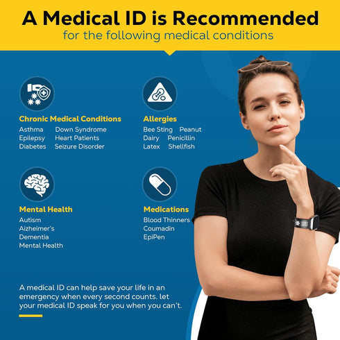 Upgraded Medical Bracelets for Men Women, QR Code Medical Alert ID Wristband, Titanium Steel Fits Wrists 8''-10''