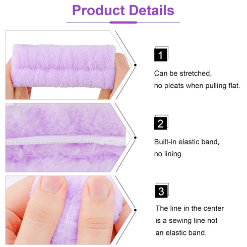 VELSCRUN 6 Pack Spa Headband, Makeup Headband, Purple Sponge Hair Band for Washing Face and Gifts