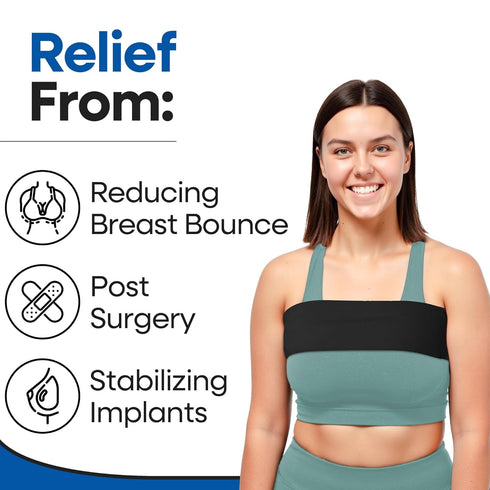 Post Op Breast Augmentation Bra Band, Compression Wrap for Women, No Bounce Stabilizer Strap for Surgery