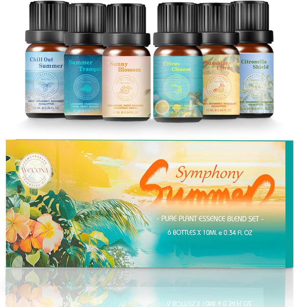 Summer Essential Oils Set - Pure Plant Extract Blends, 6x10ml with Bottle Opener for Diffusers and Soap Making