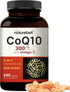 CoQ10 (Ubiquinone) 300mg with Omega 3 Fatty Acids | 240 Capsules | Antioxidant Support for Heart & Energy Health
