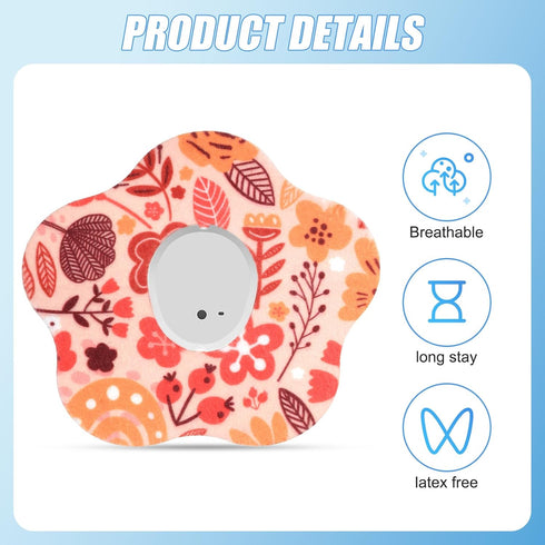 25pcs Adhesive Patches for Dexcom G7 - Waterproof Over Patch with Hole Sensor Covers, Flower Adhesive Tape