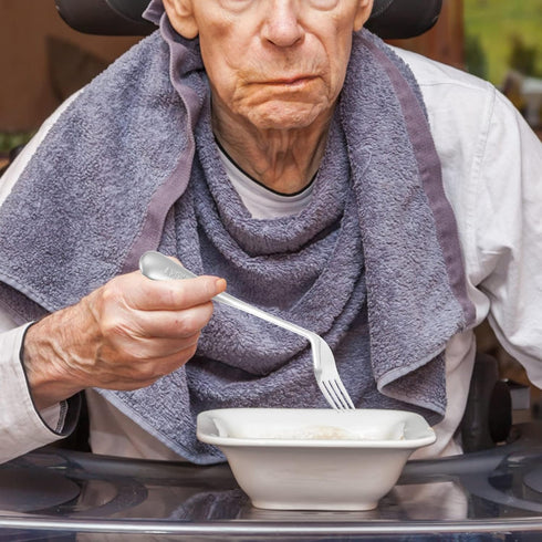 FOMIYES Adaptive Utensils, Curved Fork Right Handed Angled Fork Cutlery, Stainless Steel Eating Silverware for Elderly