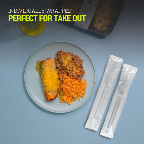 100 Pack Heavy Duty Plastic Clear Knives, Disposable Individually Wrapped, Sturdy Like Silverware, Perfect for Catering