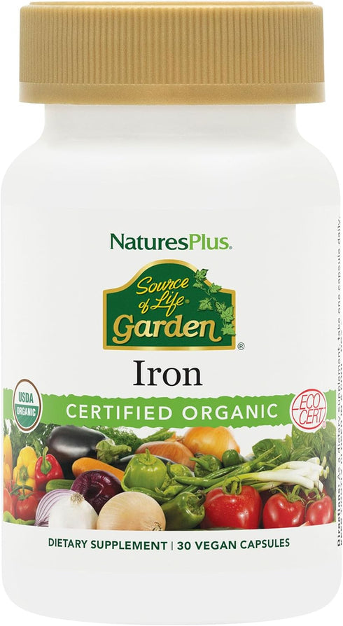 NaturesPlus Source of Life Garden Organic Family Iron 18 mg Cap - 30 Vegan Capsules